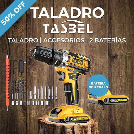 TALADRO INALÁMBRICO TASBEL™ 98V | INCLUYE 2 BATERÍAS DE REGALO 🎁